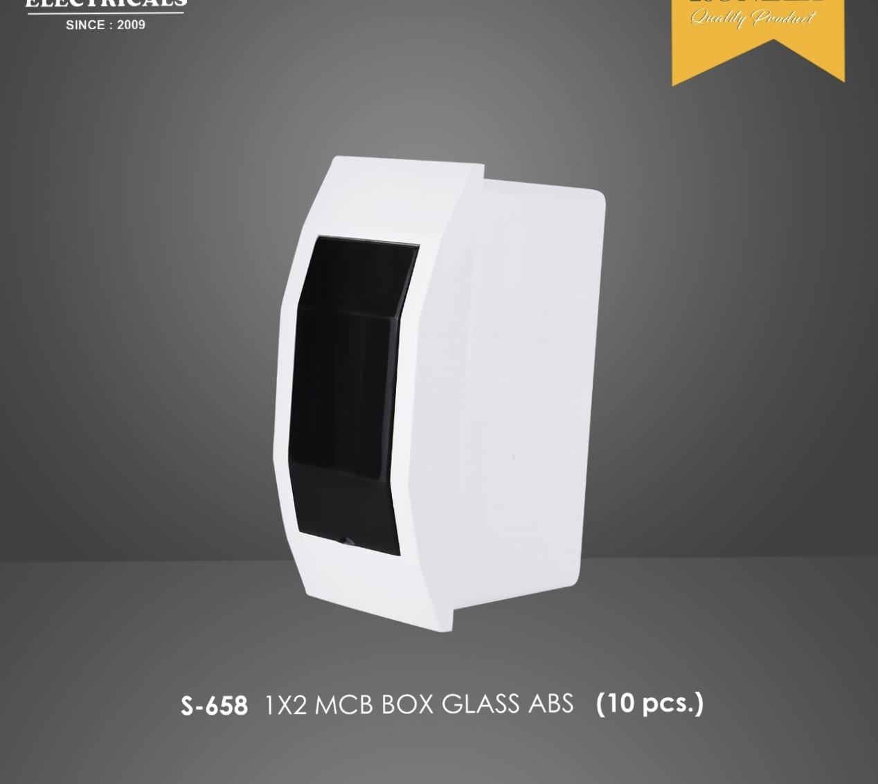 Krishna-1x2 Glass-BLK-MCB-Box-MountingBox 1x2 Black Mcb Glass Door Surface Pack of 10 - Image 1