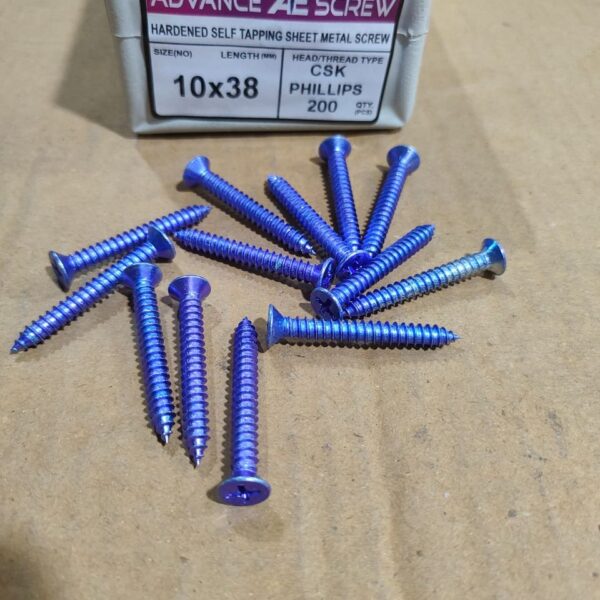 10x38 Csk Philips Screw Crome Pack of 200