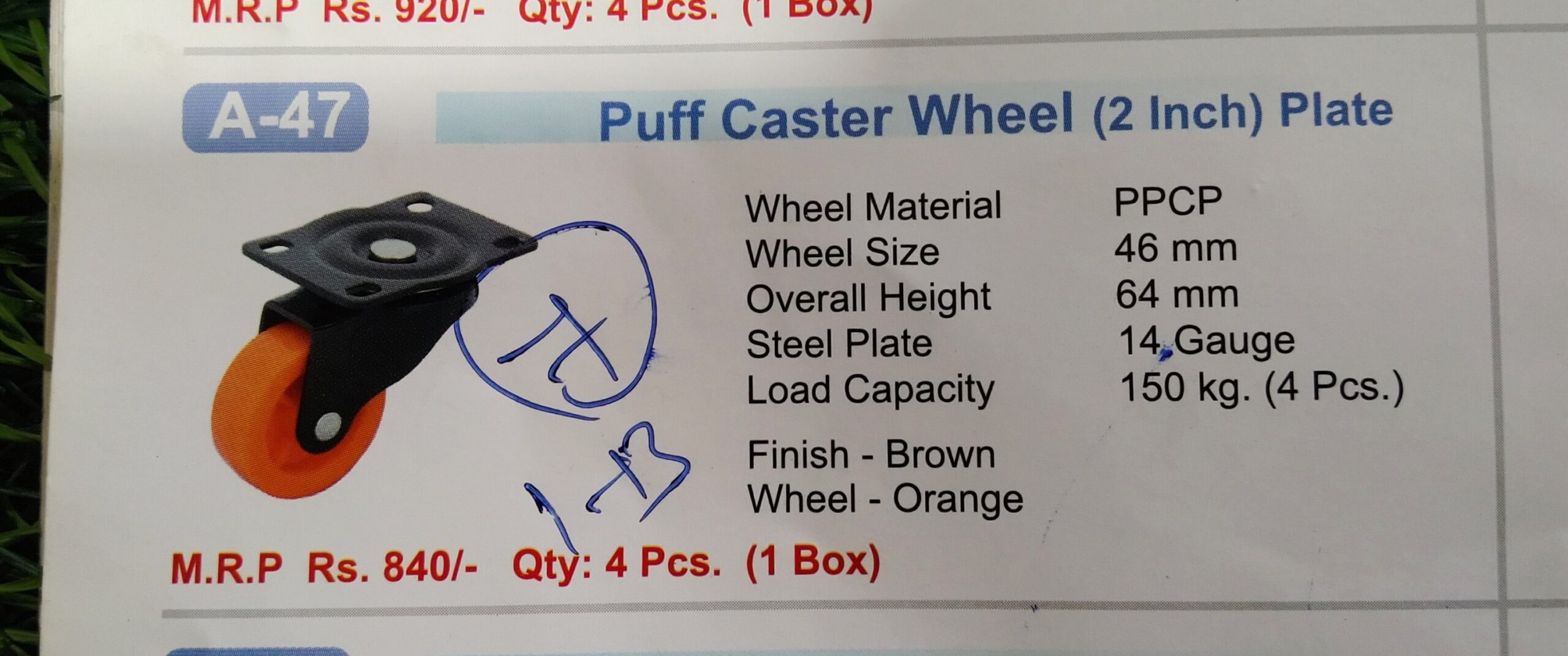 IMG_20240913_165239-scaled.jpg A-47 2 inch Puff Caster Wheel Pack of 4 - Image 1