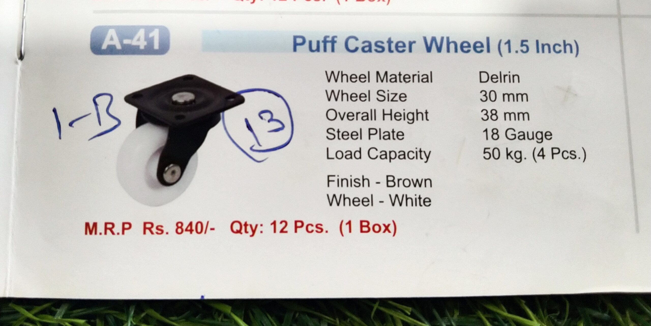 IMG_20240913_165306-scaled.jpg A-41 1.5 inch Puff Caster Wheel Pack of 12 - Image 1