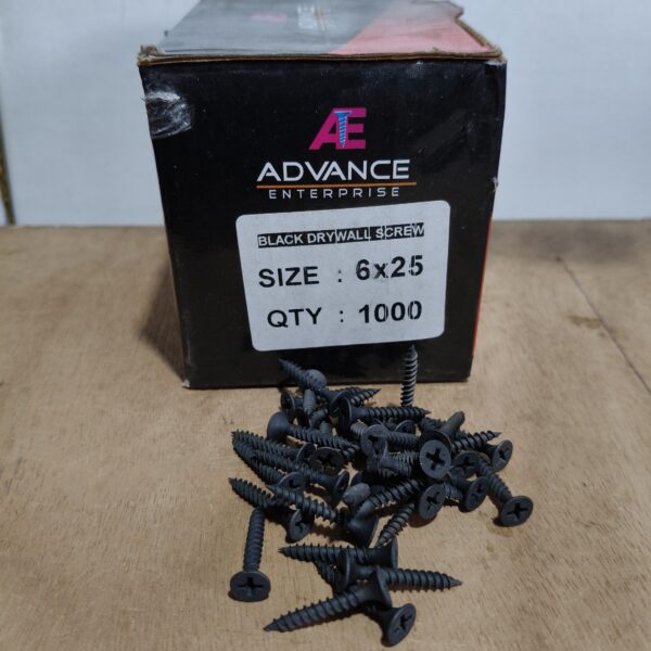 6x25 Black POP Drywall Screw Pack of 1000