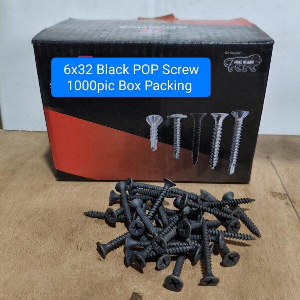 6x32 Black POP Drywall Screw Pack of 1000