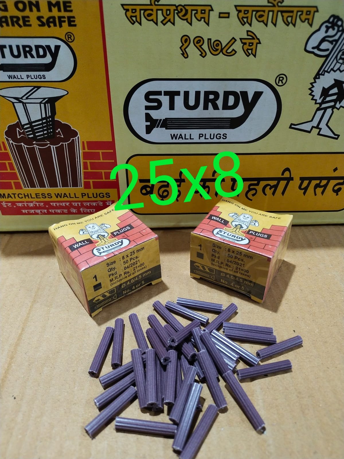 2026/10/1005438219.jpg 8x25 Wall Plugs PVC Gitti Box 50pic - Image 1